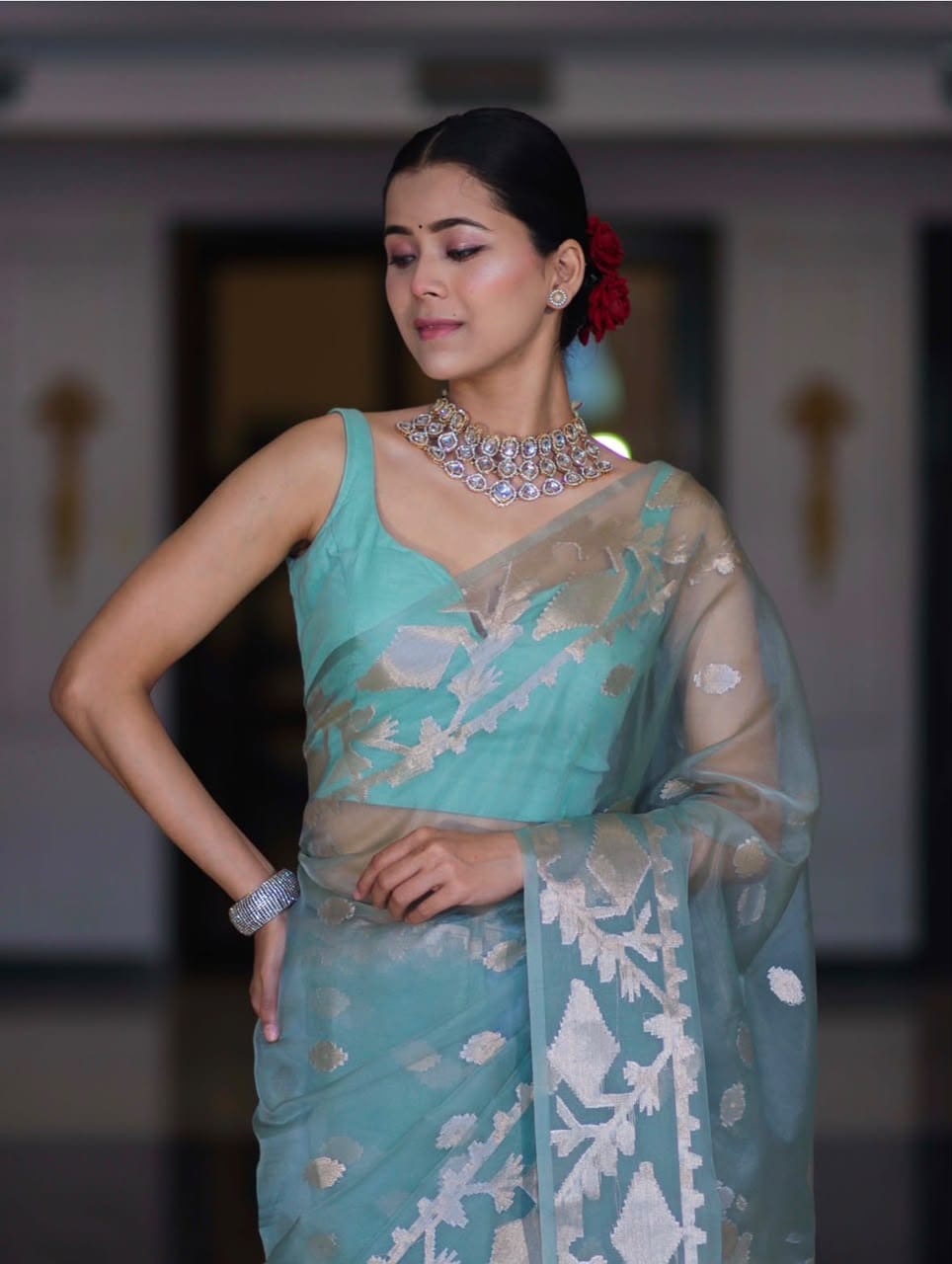 Banarasi Designer Organza Soft Silk Saree