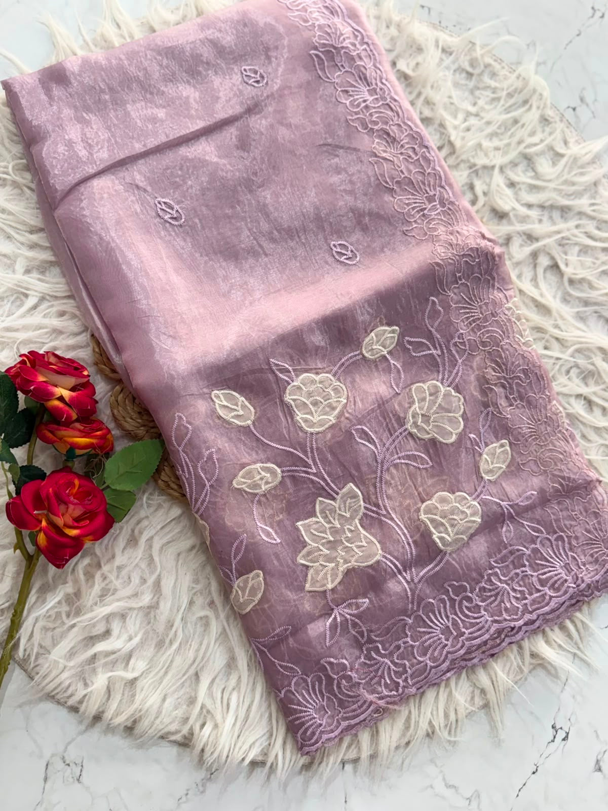 Silk Saree with Appliqué Work