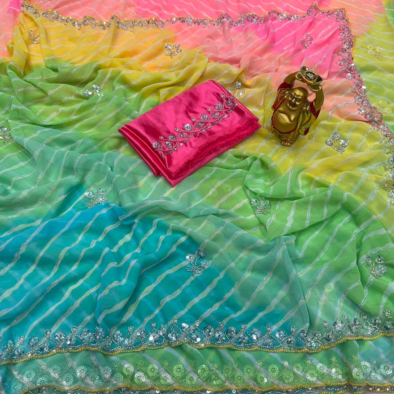 Georgette with bandhani print Saree