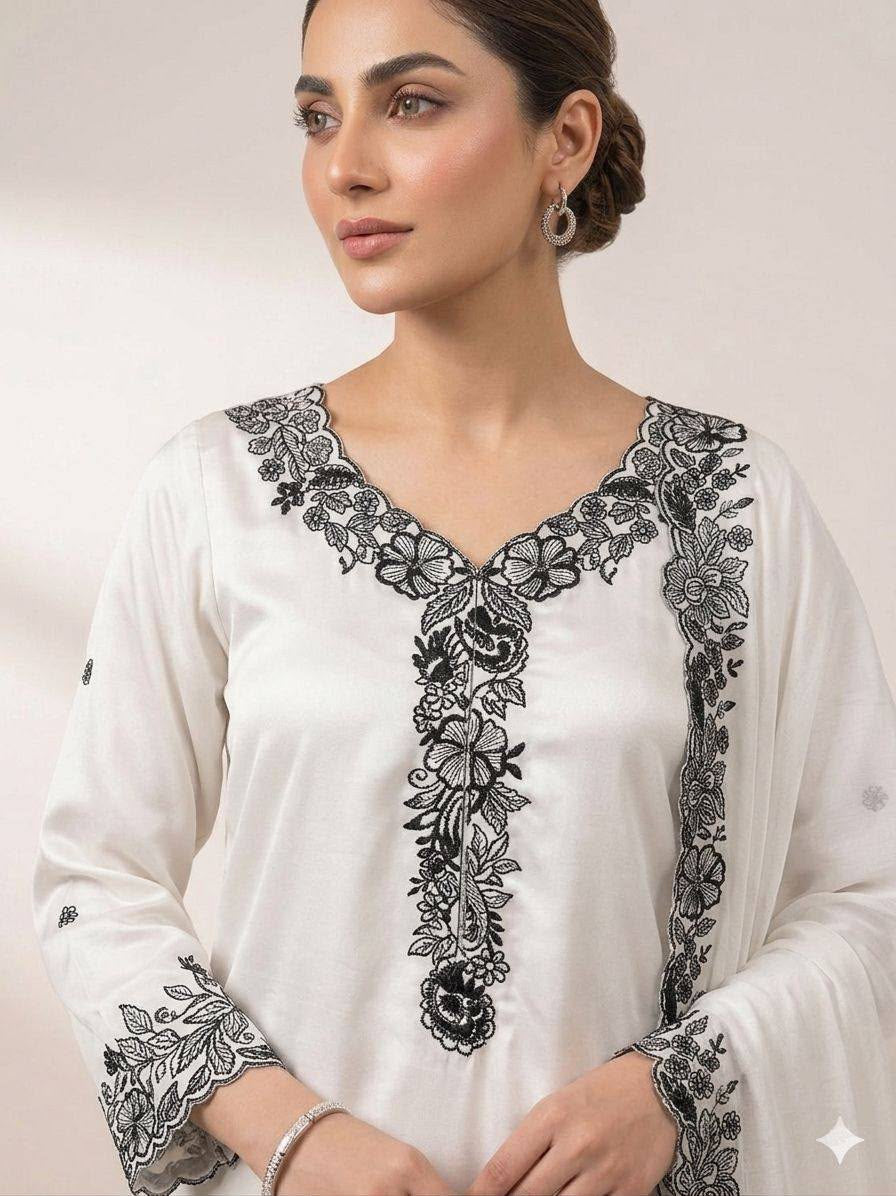 Sequin Embroidery Work Top, Palazzo & Dupatta Set