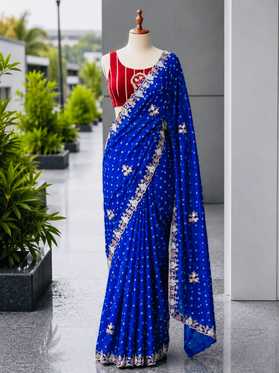 Fendy Satin Beads Work Saree