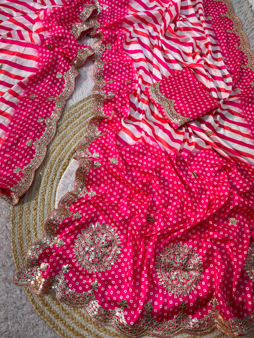 Chinon Digital Lehriya Gotafoil Work Saree