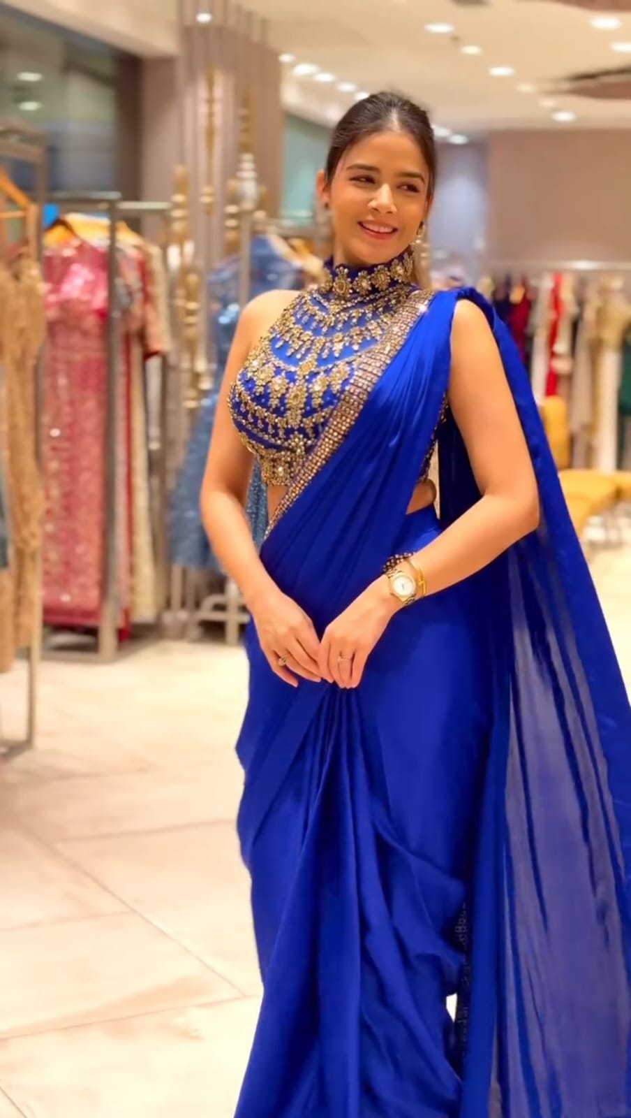 Diamond Satin Silk Ready-to-Wear Drape Saree