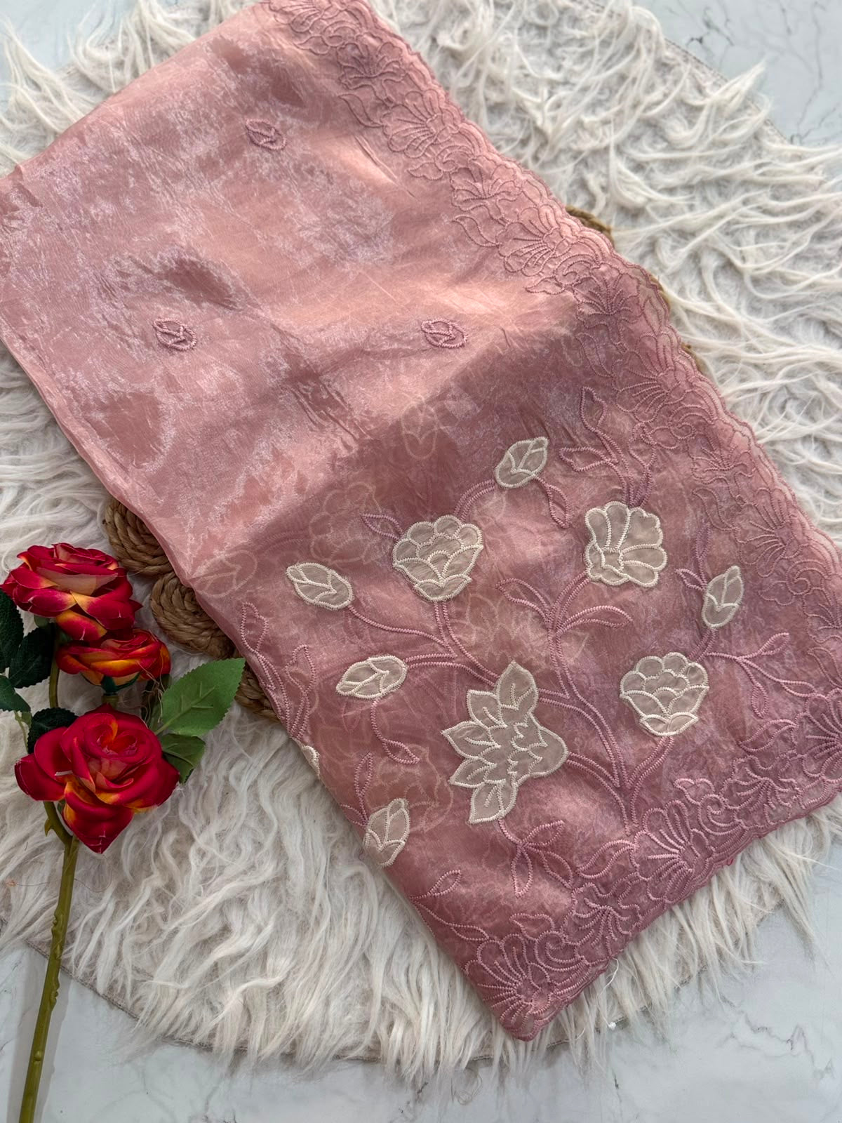Silk Saree with Appliqué Work
