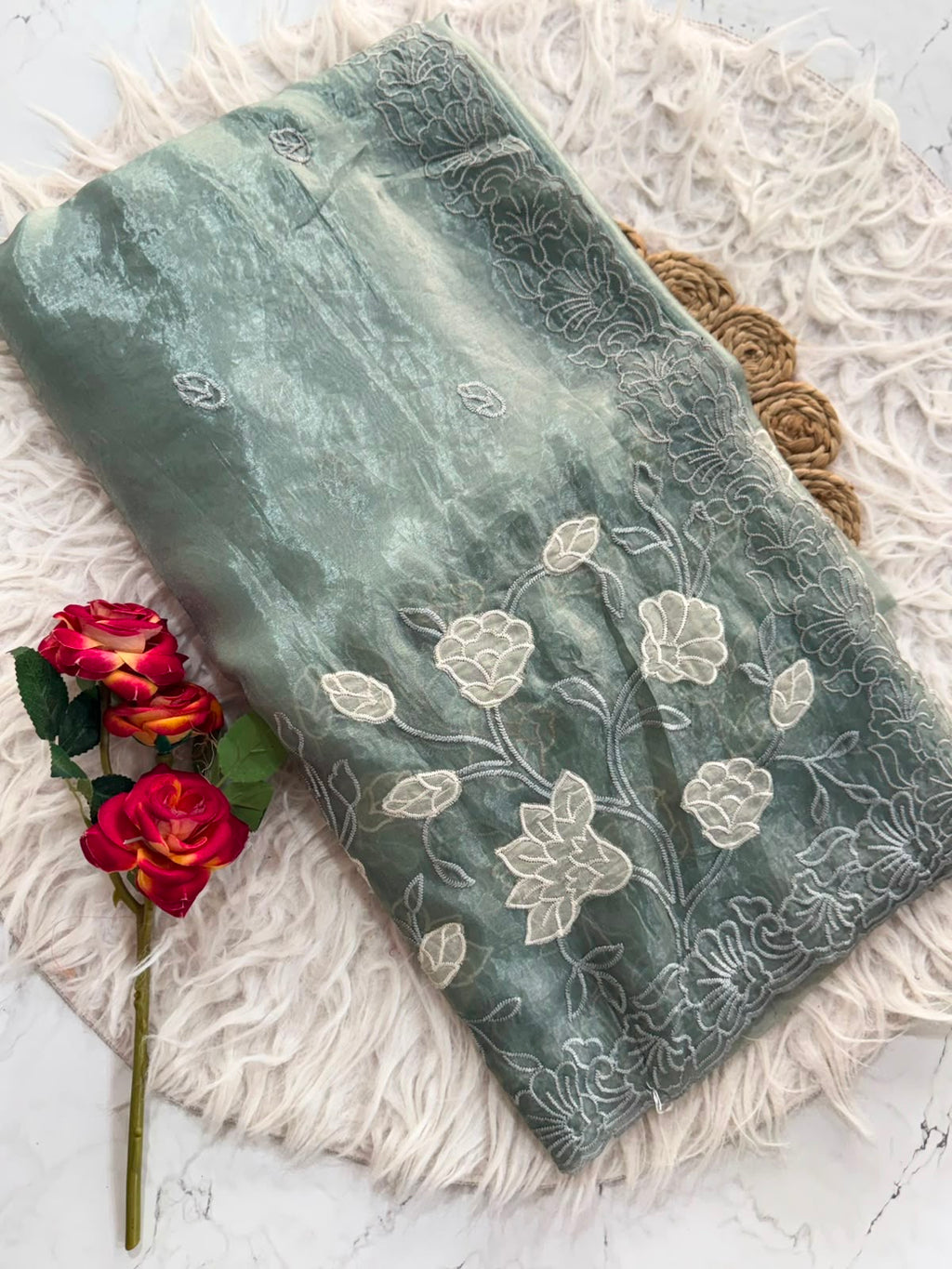Silk Saree with Appliqué Work