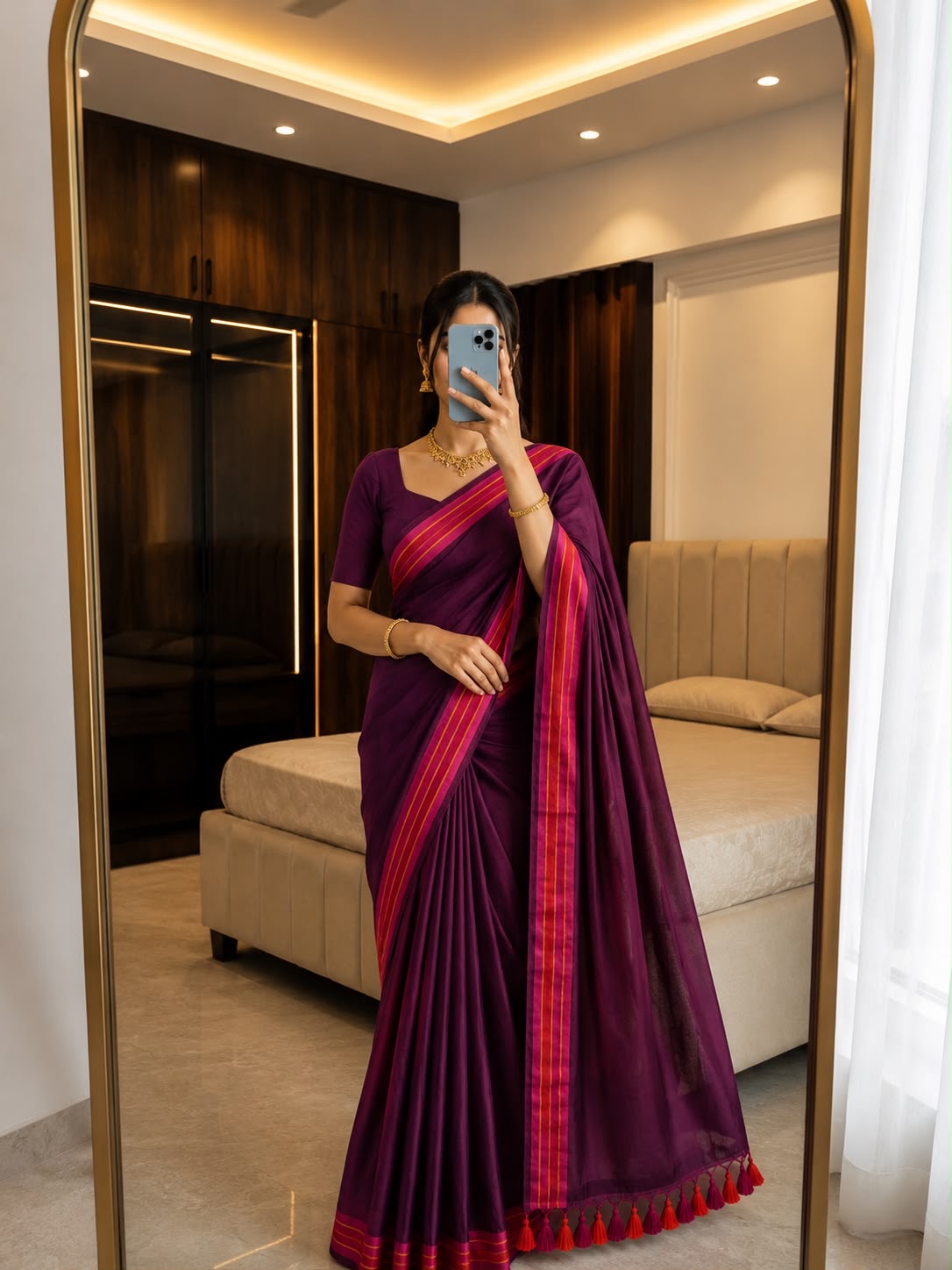 Handloom Pure Mul Cotton Saree with Attractive Border