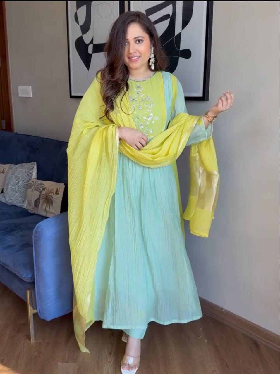 Designer Festival Special Pure Mul Chanderi Suit Set