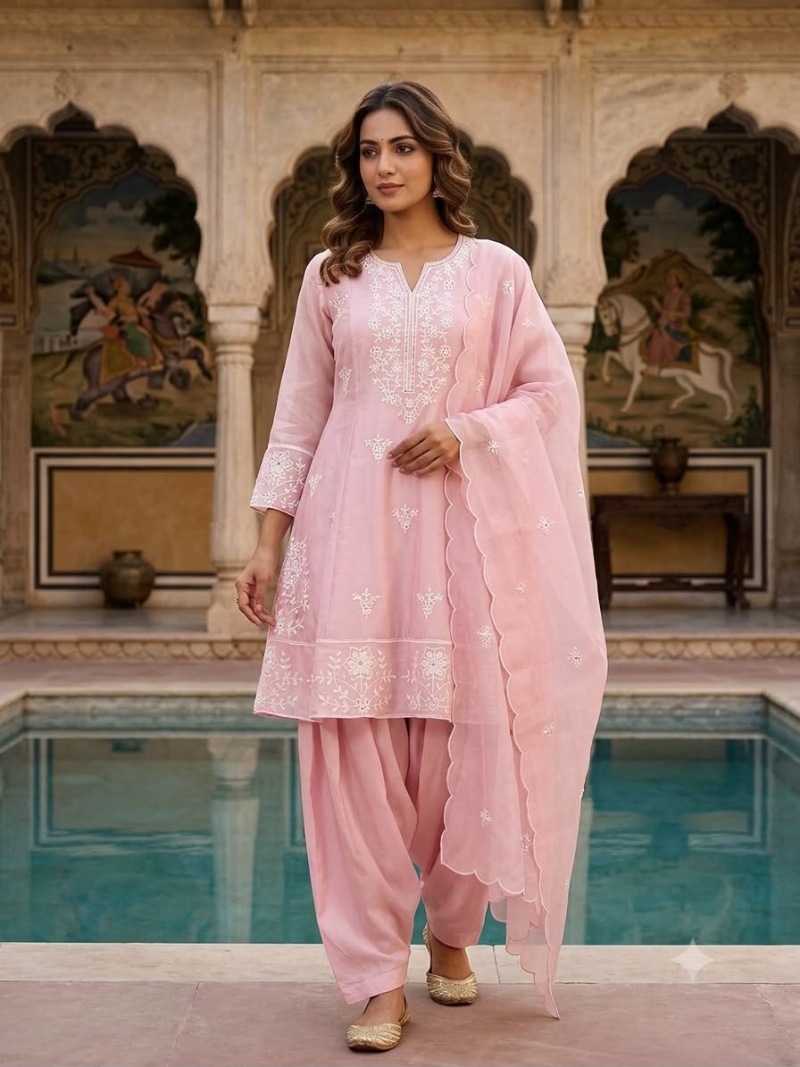 Designer Sequin Embroidered Top, Salwaar & Dupatta Set