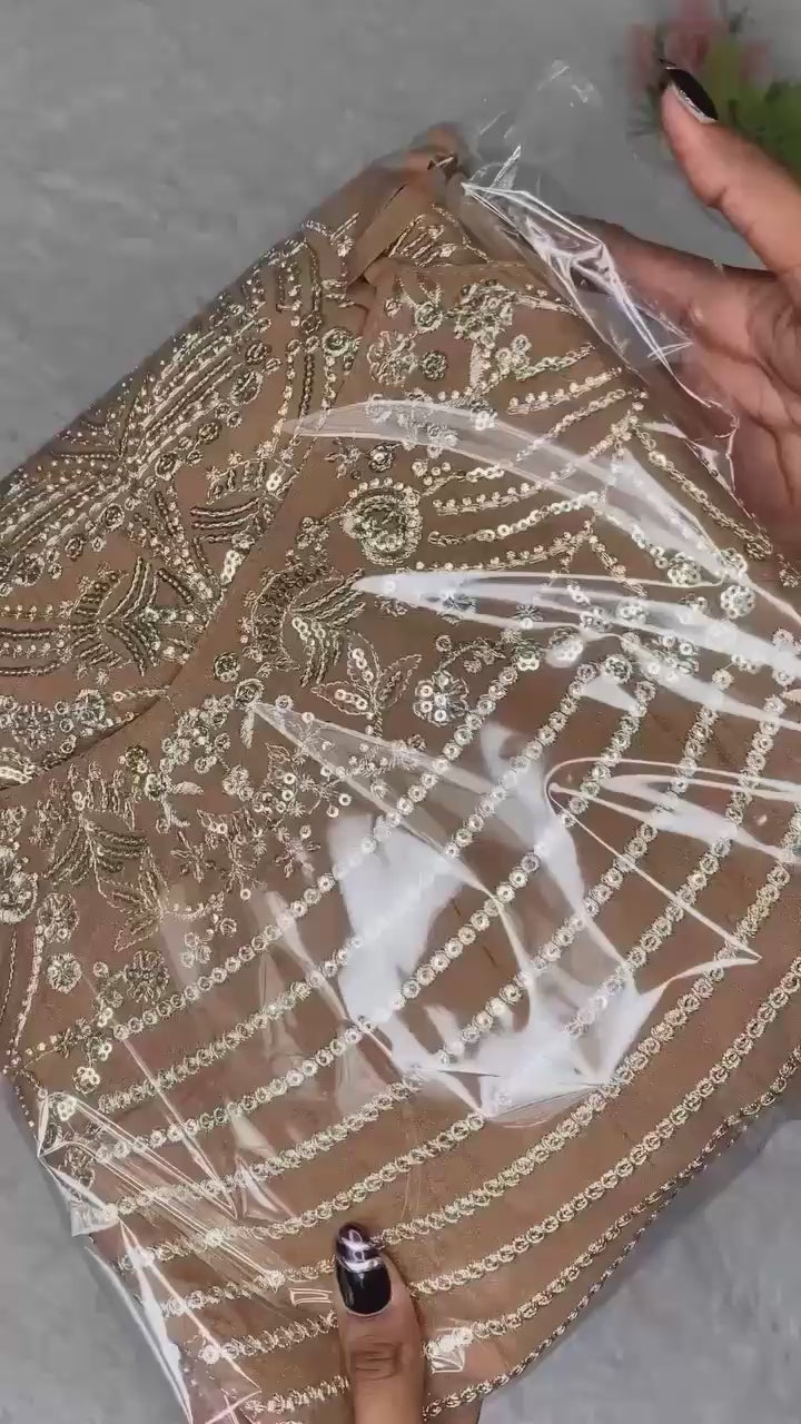 Sequence Embroidery & Jarkan Work Top, Palazzo & Belt Dupatta Set
