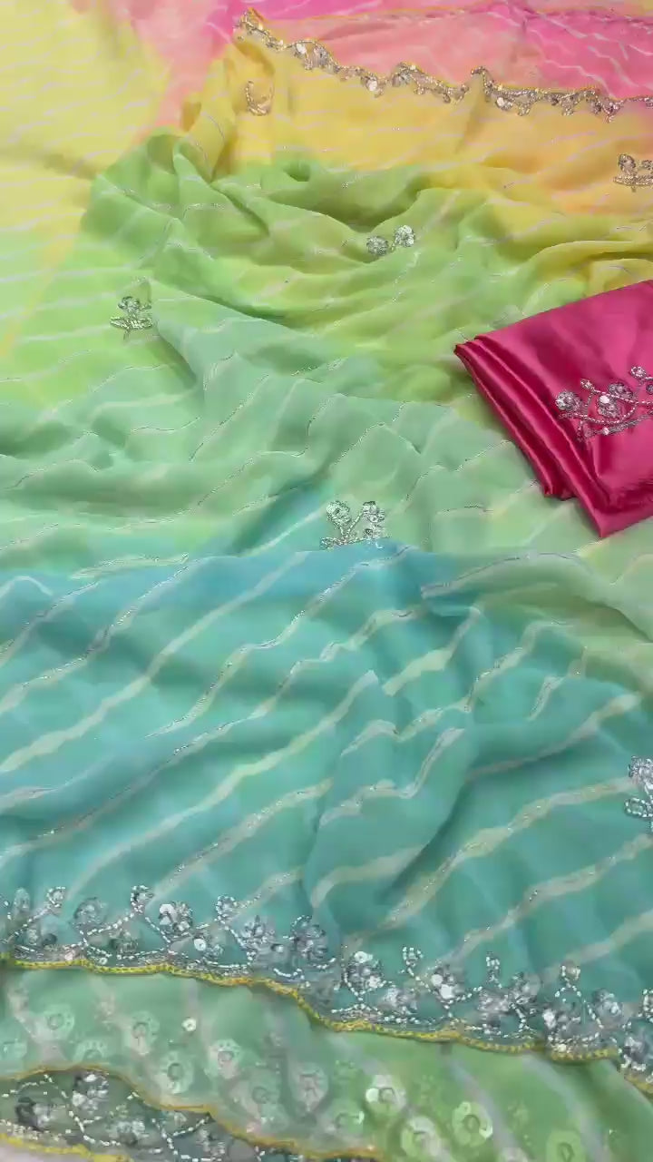 Georgette with bandhani print Saree